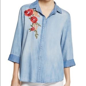 AQUA Bloomingdales button down w/ embroidered